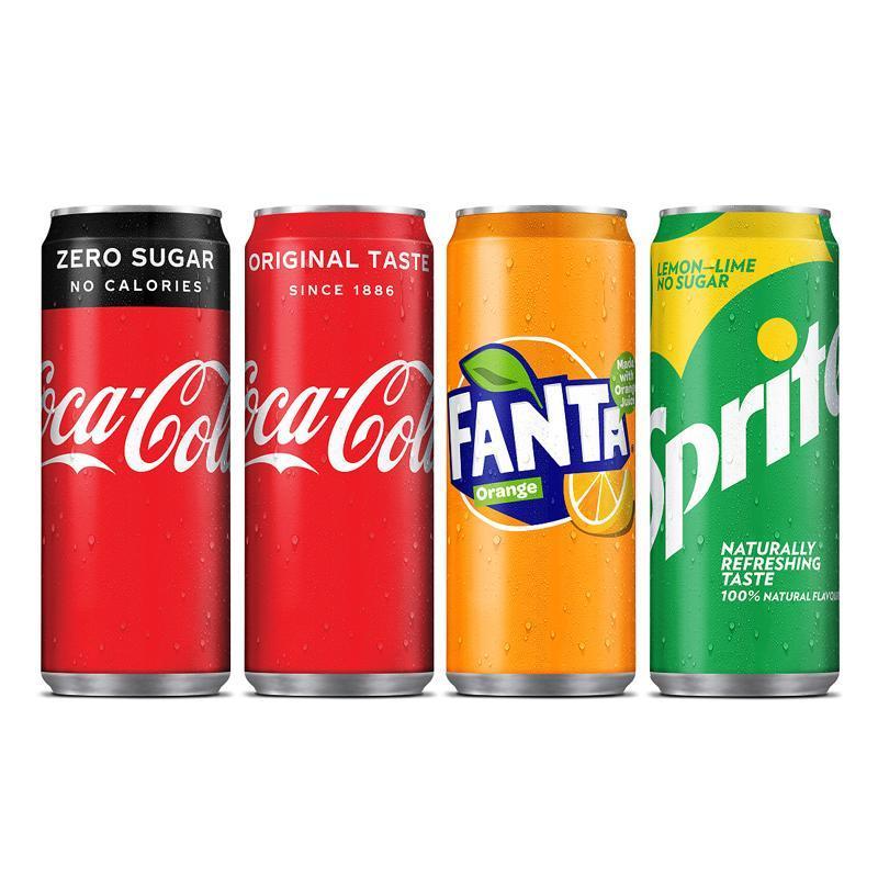 COCA COLA, COCA COLA ZERO, FANTA, SPRITE, SCHWEPPES